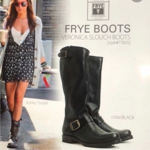 Frye Black Leather Veronica Slouch Boots
